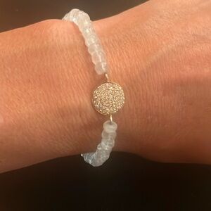 925 silver w/gold over MOONSTONE bracelet